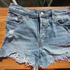 Pistola Light Blue Distressed Jean Shorts